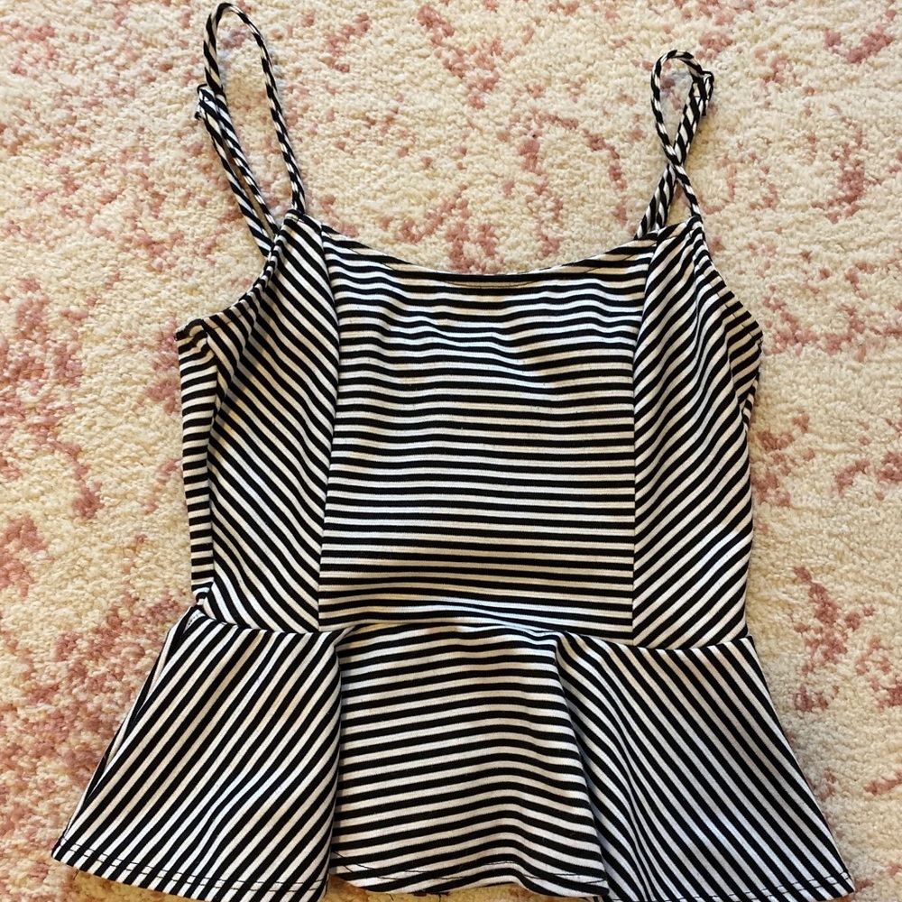 Black and white peplum top